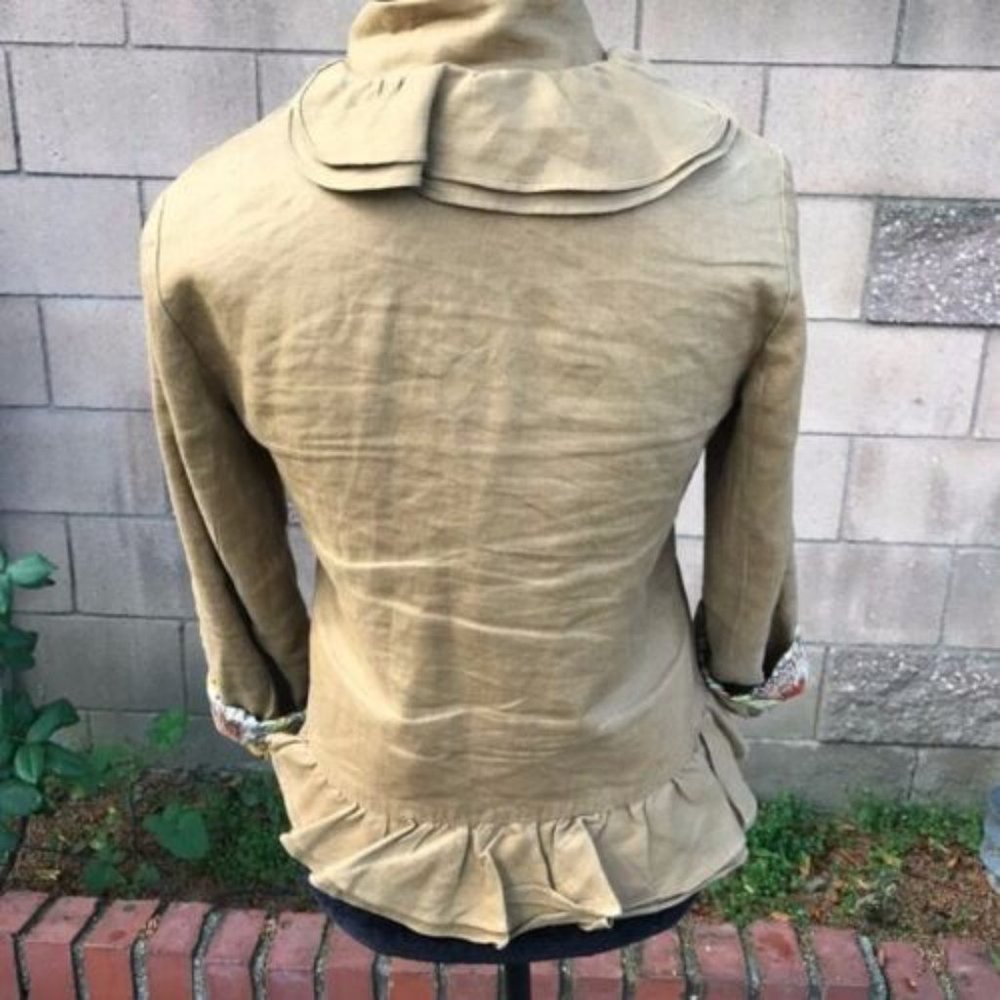 Anthropologie Mise en Scene Ruffian Well Wisher Linen Jacket in Tan - Size 4 - Picture 3 of 4